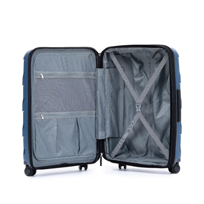 Internal lining divider with shoe pockets and compression straps