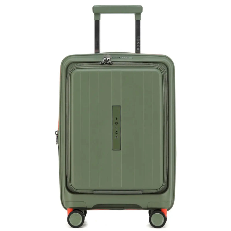 Tosca Cruiser 53 cm Front Opening 4-Wheel Carry-on Suitcase - Khaki / Orange