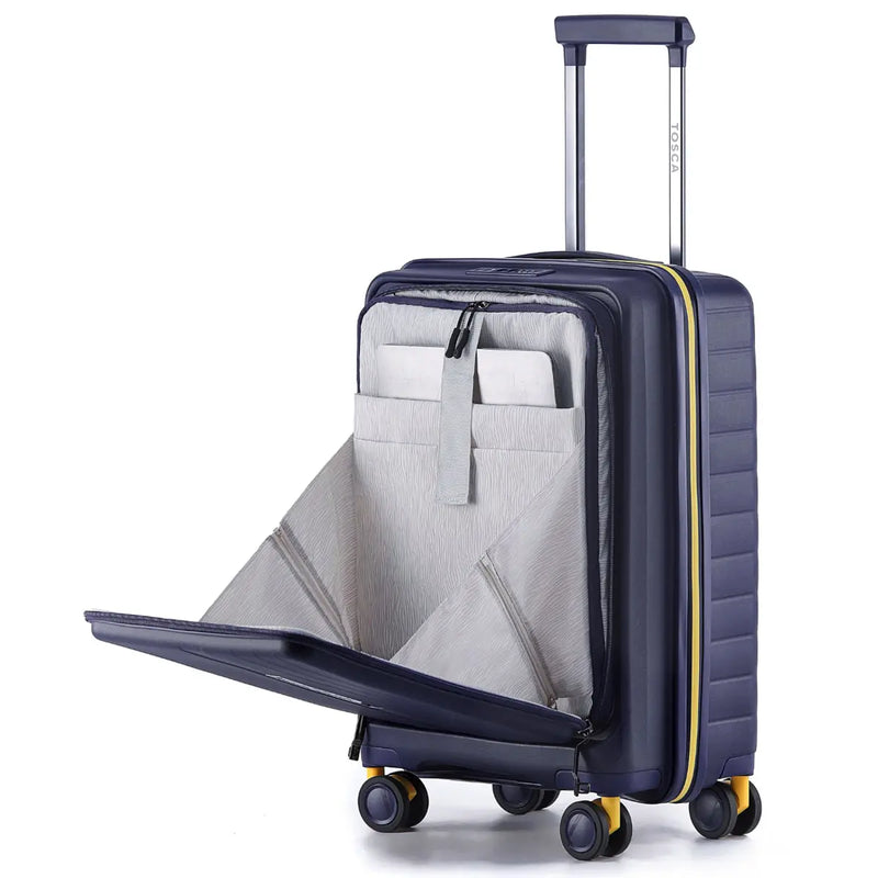 Tosca Cruiser 53 cm Front Opening 4-Wheel Carry-on Suitcase - Purple / Yellow