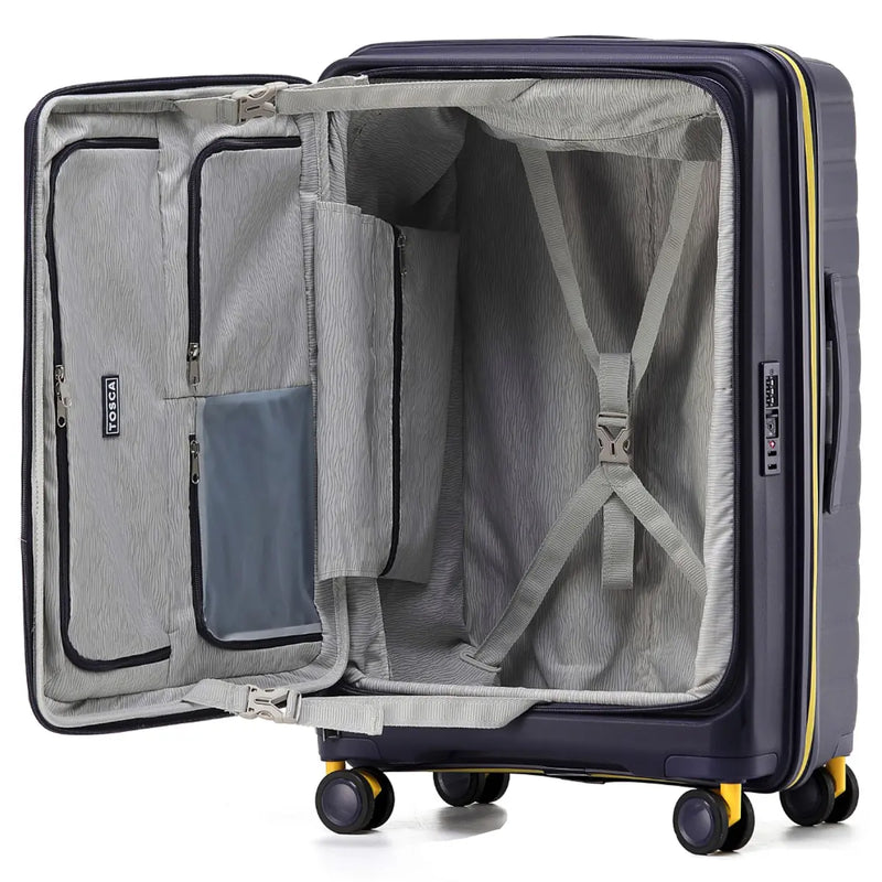 Tosca Cruiser 67 cm Front Opening 4-Wheel Expandable Suitcase - Purple / Yellow