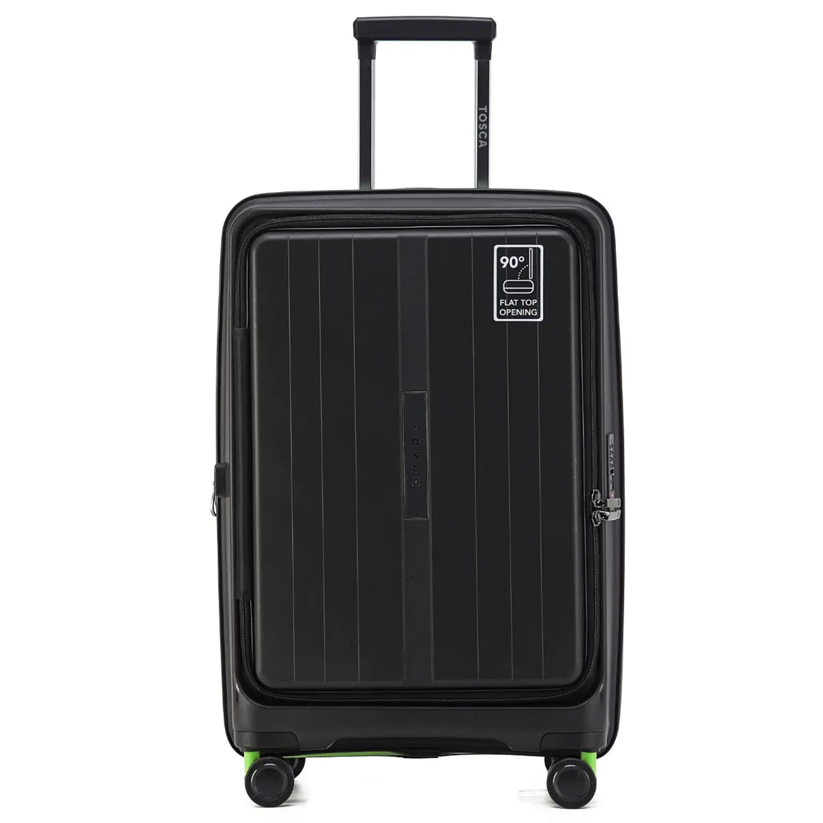 Tosca Cruiser 67 cm Front Opening 4-Wheel Expandable Suitcase - Black / Lime