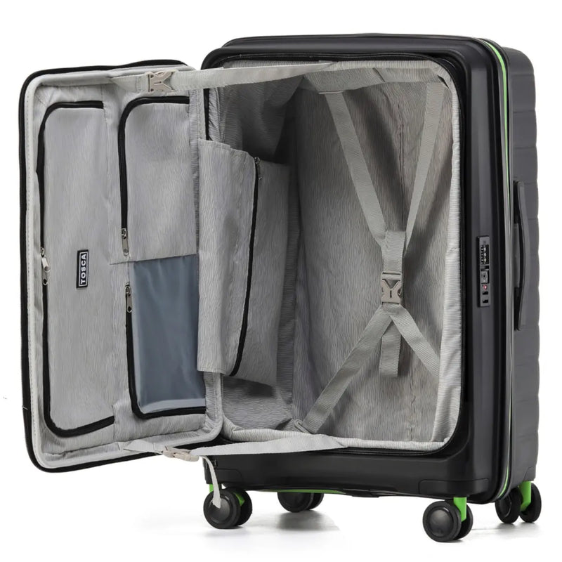 Tosca Cruiser 67 cm Front Opening 4-Wheel Expandable Suitcase - Black / Lime