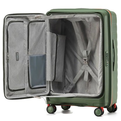 Tosca Cruiser 67 cm Front Opening 4-Wheel Expandable Suitcase - Khaki / Orange
