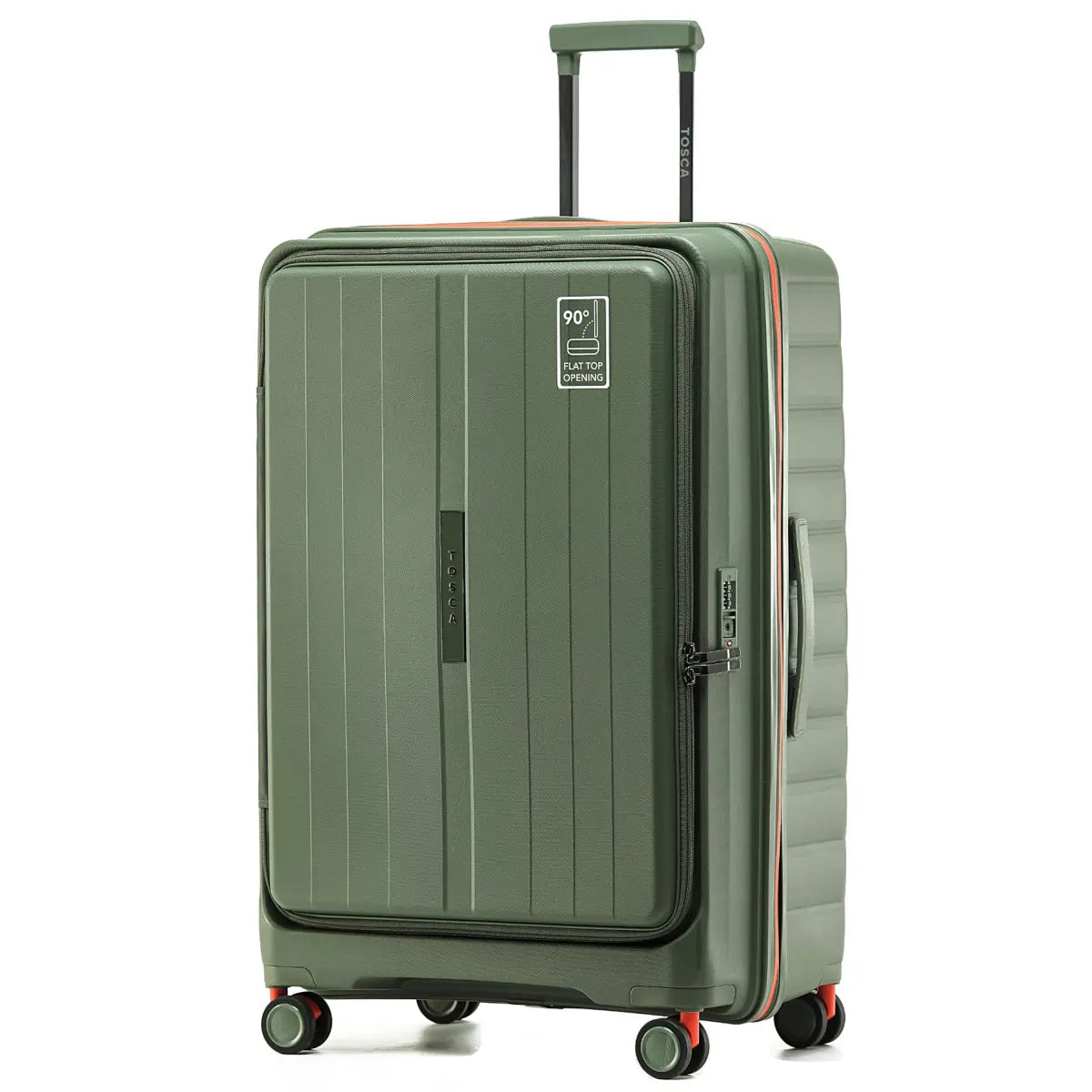 Tosca Cruiser 77 cm Front Opening 4-Wheel Expandable Suitcase - Khaki / Orange