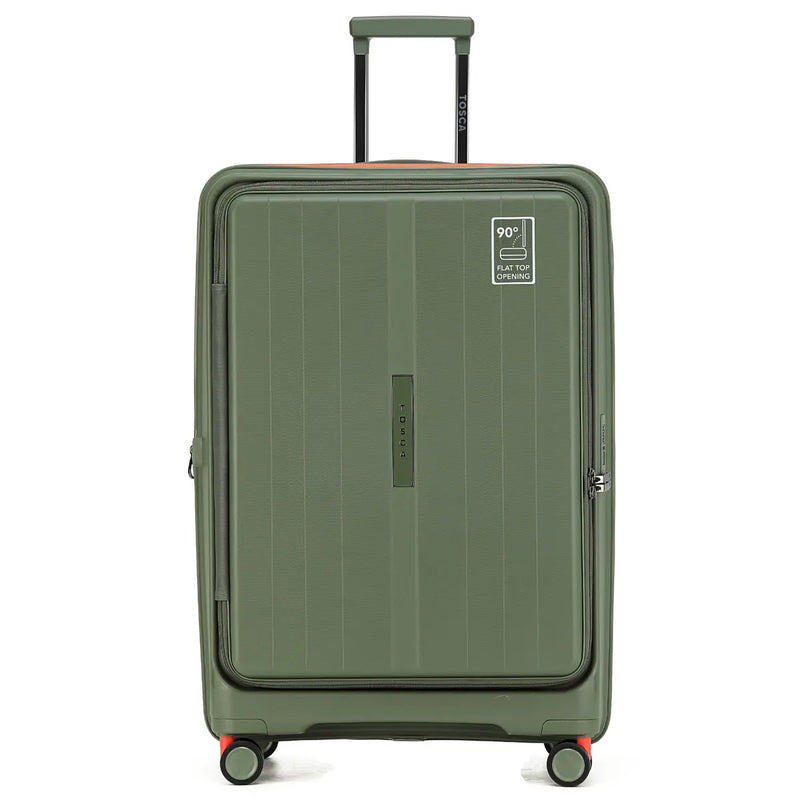 Tosca Cruiser 77 cm Front Opening 4-Wheel Expandable Suitcase - Khaki / Orange