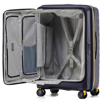 Tosca Cruiser Front Opening 4-Wheel Expandable Suitcase Set of 3 - Purple / Yellow (Small Medium and Large)
