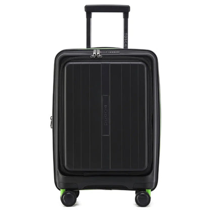 Tosca Cruiser Front Opening 4-Wheel Expandable Suitcase Set of 3 - Black / Lime (Small Medium and Large)