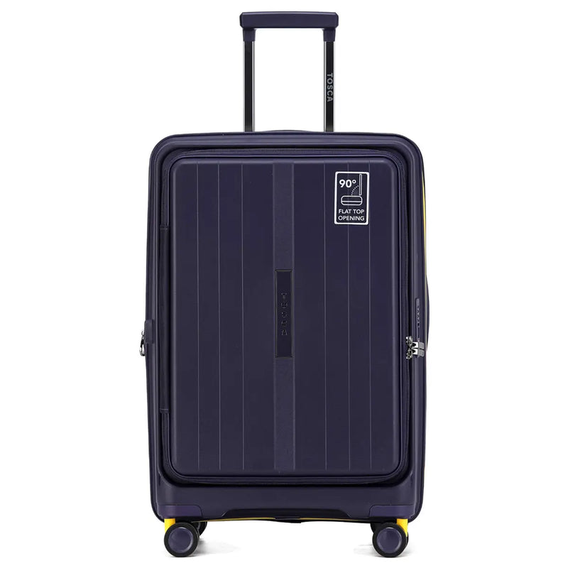 Tosca Cruiser Front Opening 4-Wheel Expandable Suitcase Set of 3 - Purple / Yellow (Small Medium and Large)