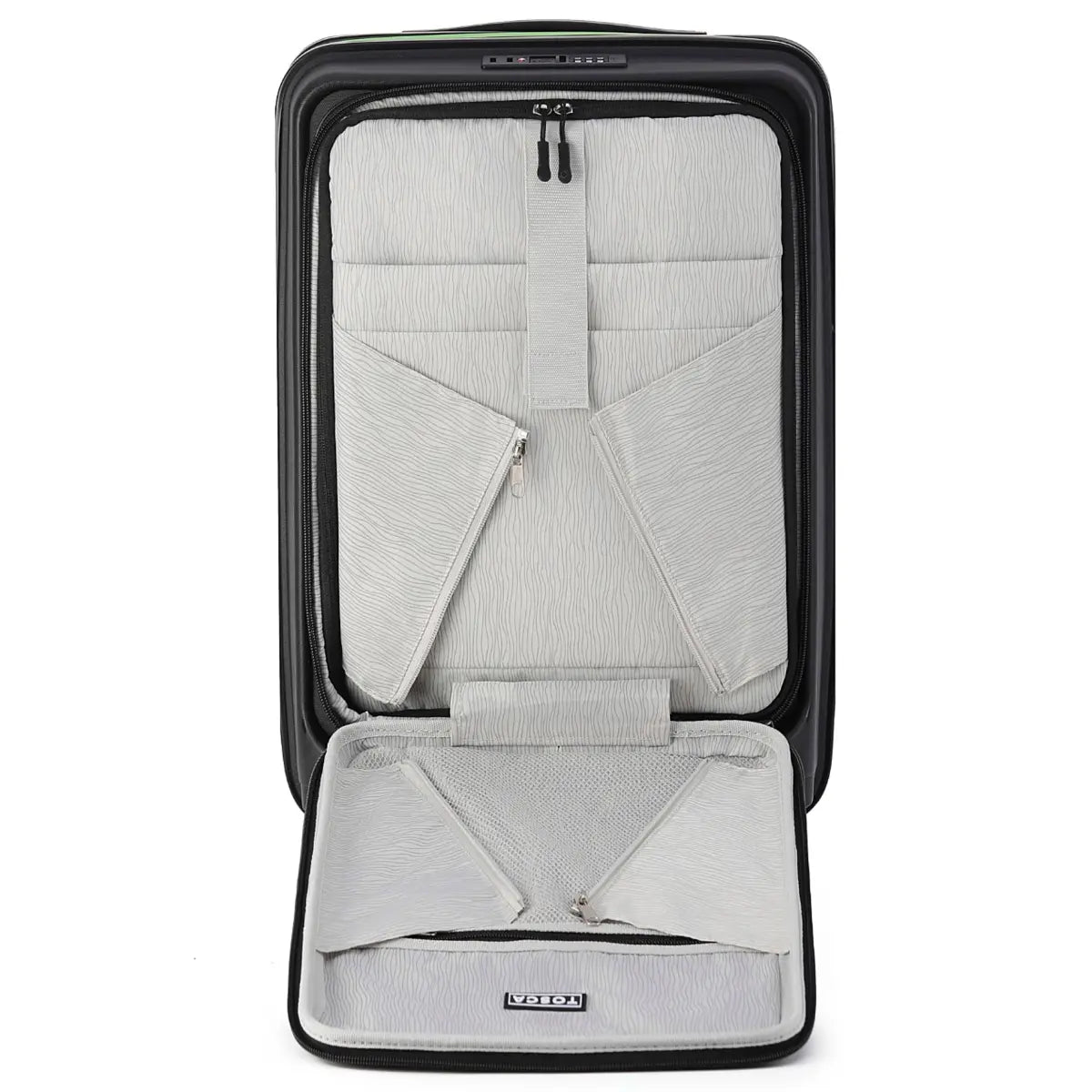 Tosca Cruiser Front Opening 4-Wheel Expandable Suitcase Set of 3 - Black / Lime (Small Medium and Large)