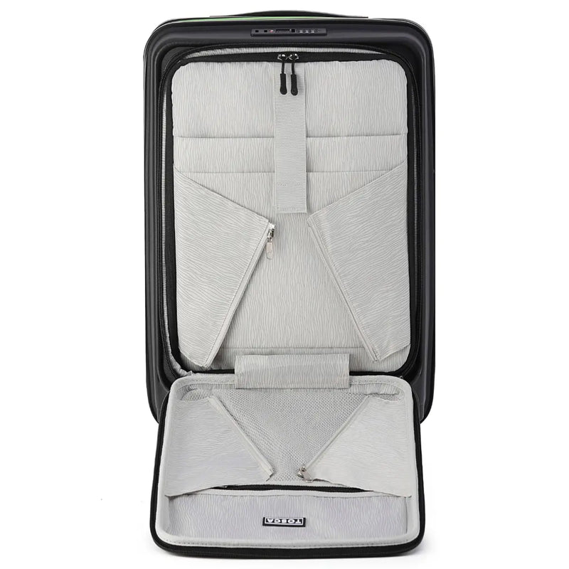 Tosca Cruiser Front Opening 4-Wheel Expandable Suitcase Set of 3 - Black / Lime (Small Medium and Large)