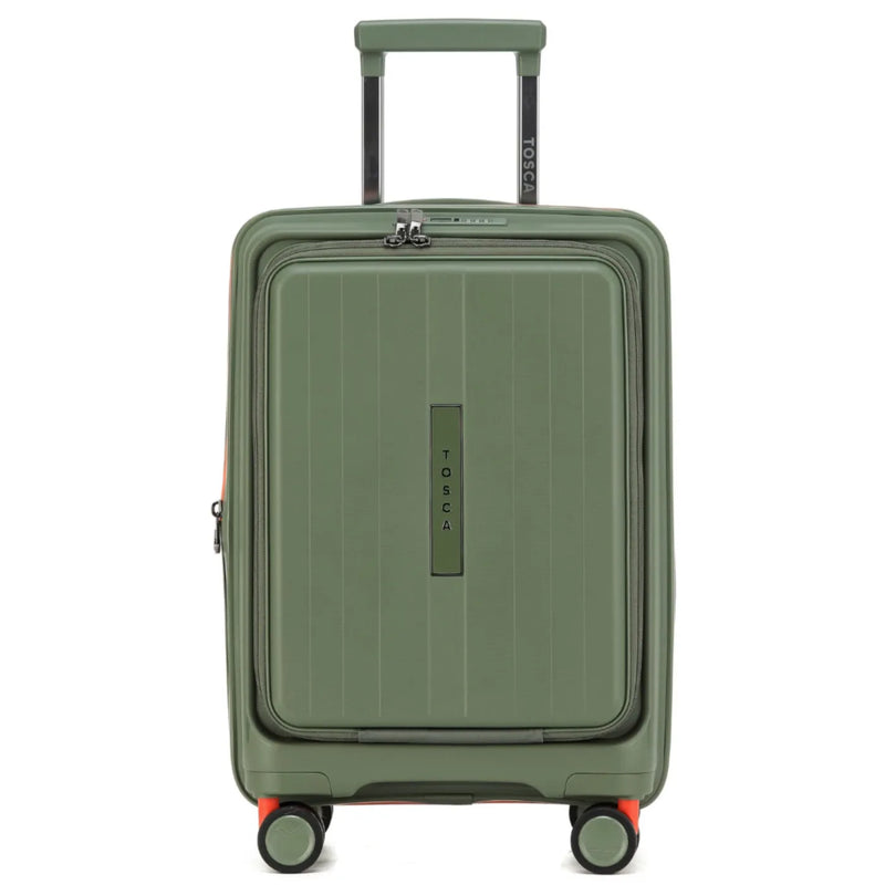 Tosca Cruiser Front Opening 4-Wheel Expandable Suitcase Set of 3 - Khaki / Orange (Small Medium and Large)