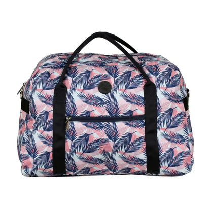 Tosca Fashion Tote / Overnight Bag - Navy / Coral Ferns