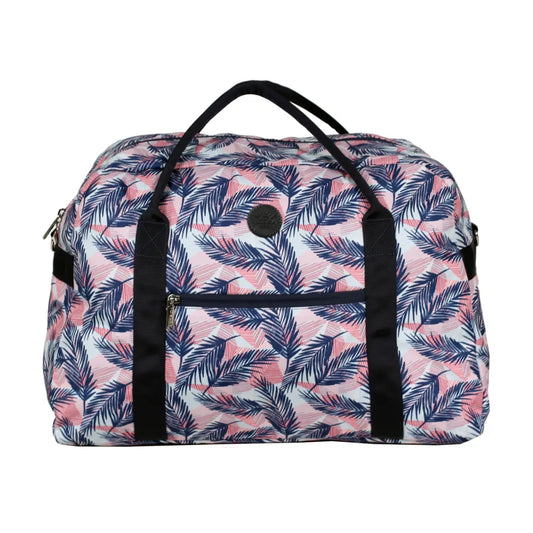 Tosca Fashion Tote / Overnight Bag - Navy / Coral Ferns