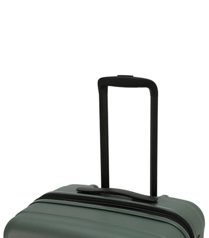 Olive green tosco interstellar 2.0 suitcase set made of lightweight polycarbonate with black telescoping handle and zipper