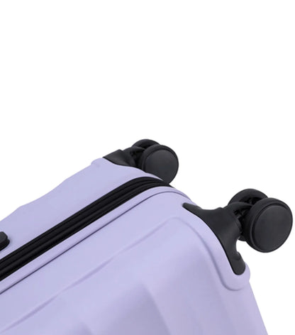 Light purple hard-shell tosca interstellar 2.0 suitcase set with black zippers three sizes and spinner wheels