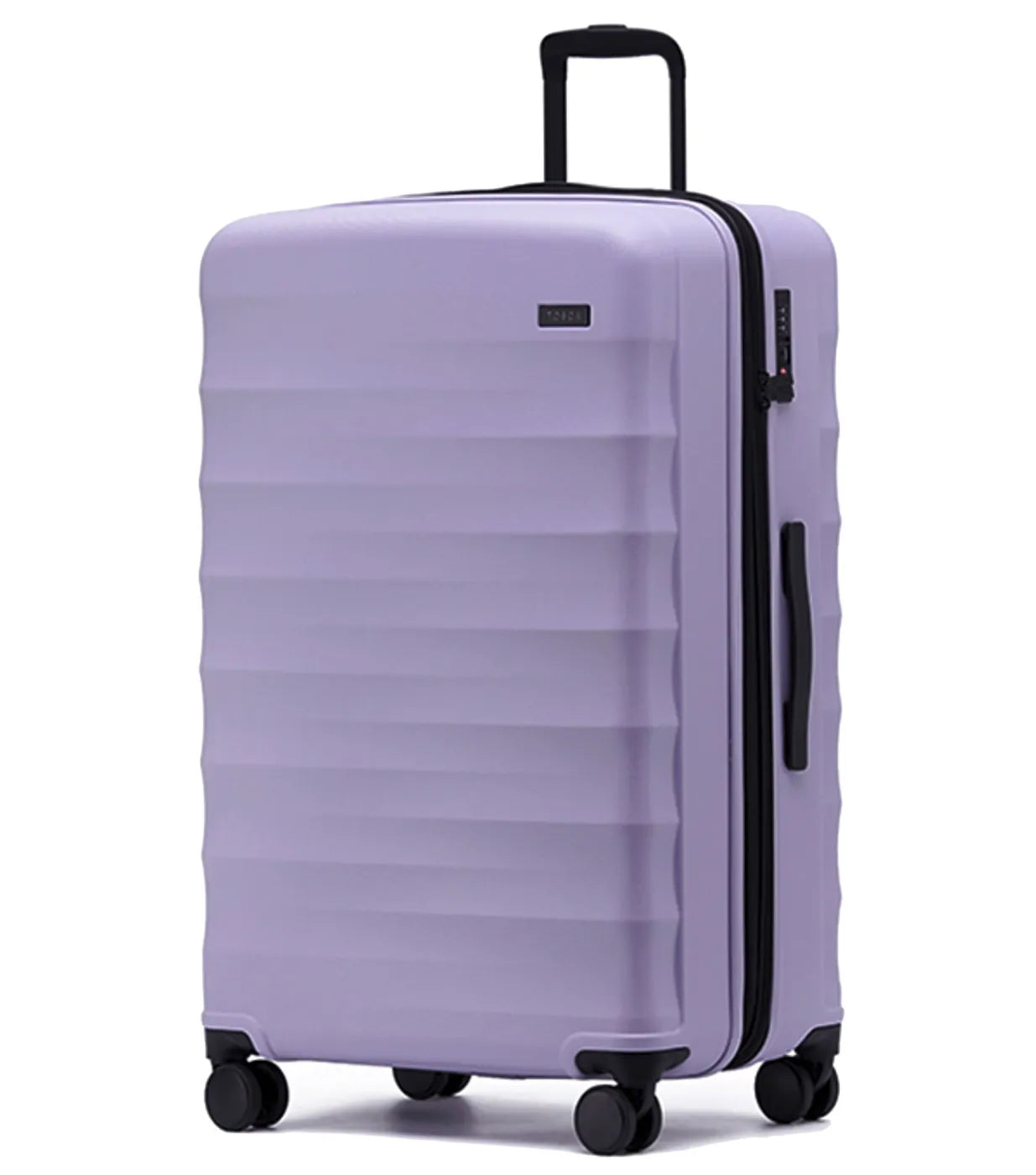 Lavender hard-shell tosco interstellar 2.0 suitcase set with black trim wheels three sizes and expandable litres dimensions