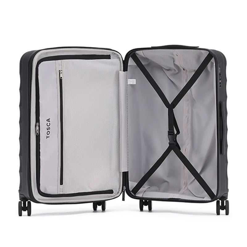 Fully lined with cargo straps and pockets