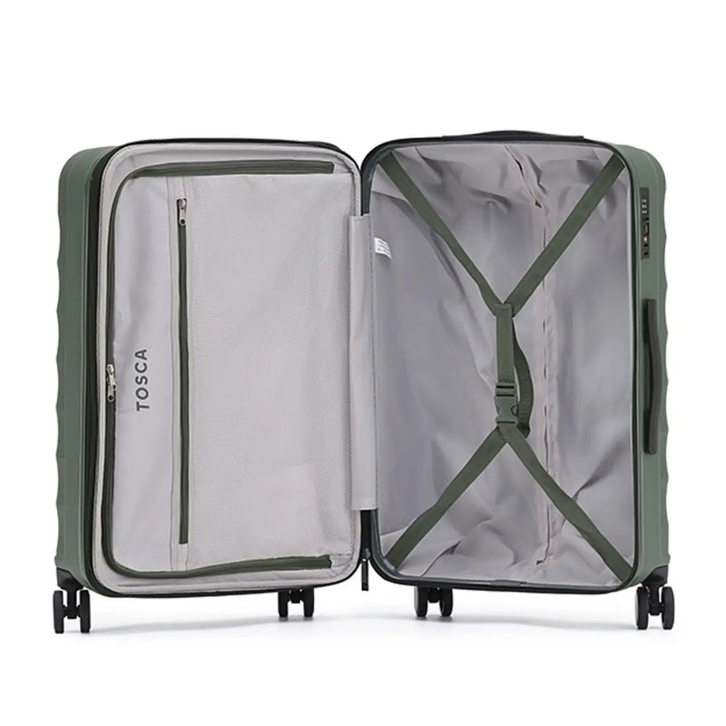 Fully lined with cargo straps and pockets