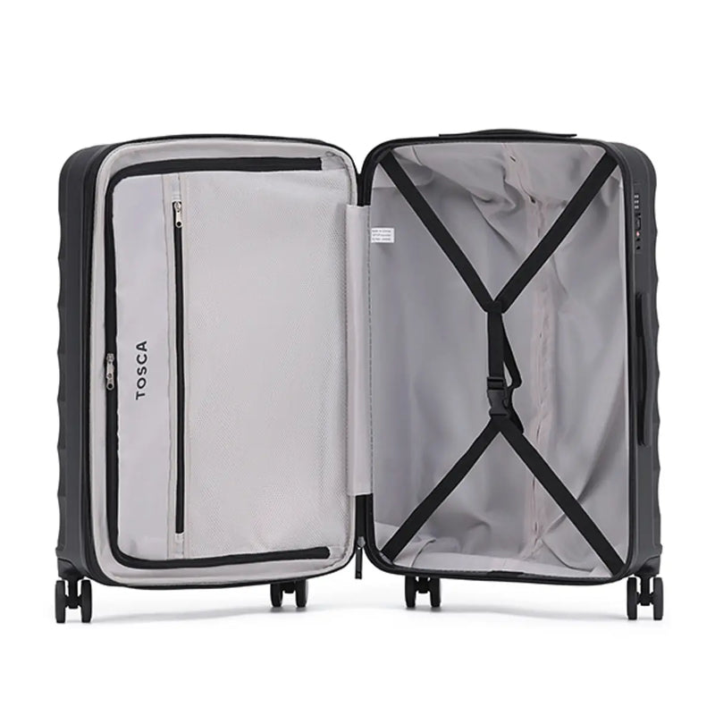 Fully lined with cargo straps and pockets