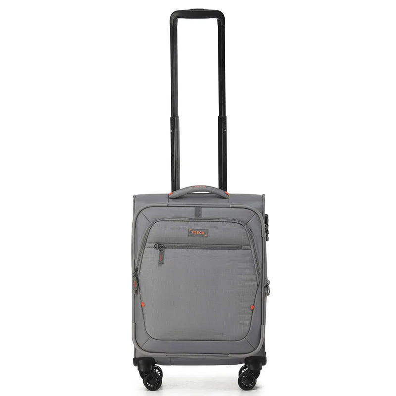Tosca Luna-Lite 4-Wheel Expandable Suitcase Set of 3 (Small Medium and Large) - Grey / Orange