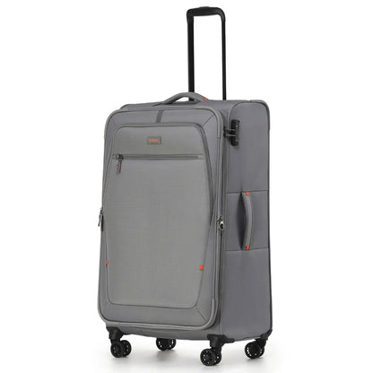 Tosca Luna-Lite 4-Wheel Expandable Suitcase Set of 3 (Small Medium and Large) - Grey / Orange