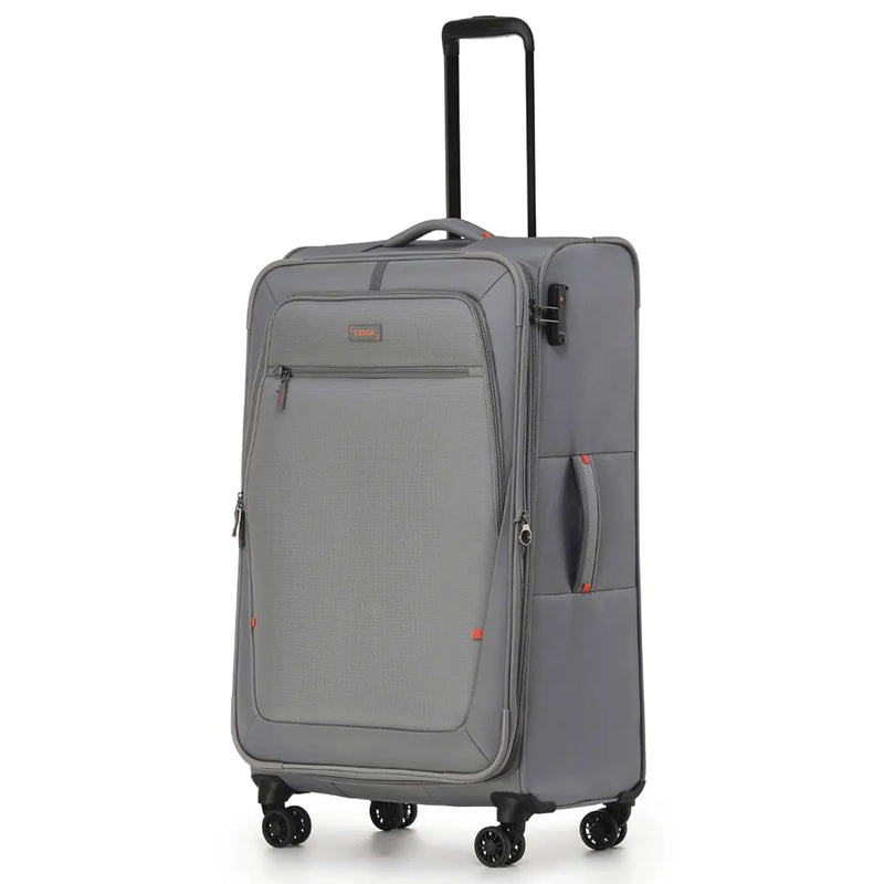 Tosca Luna-Lite 4-Wheel Expandable Suitcase Set of 3 (Small Medium and Large) - Grey / Orange