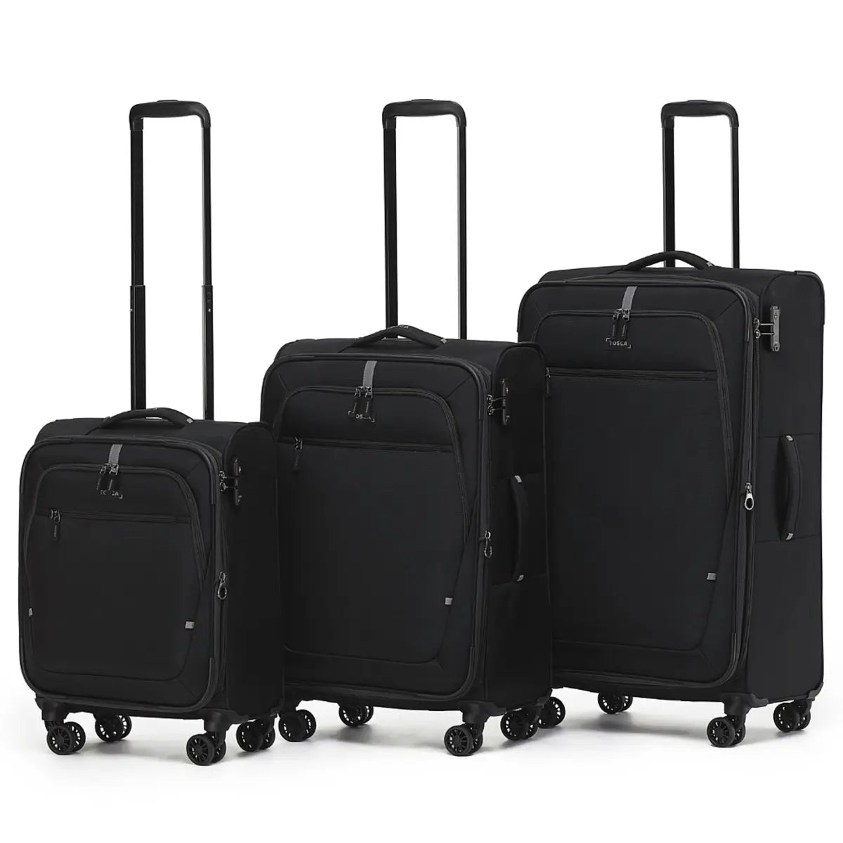 Tosca Luna-Lite 4-Wheel Expandable Suitcase Set of 3 - Black / Grey (Small, Medium and Large)