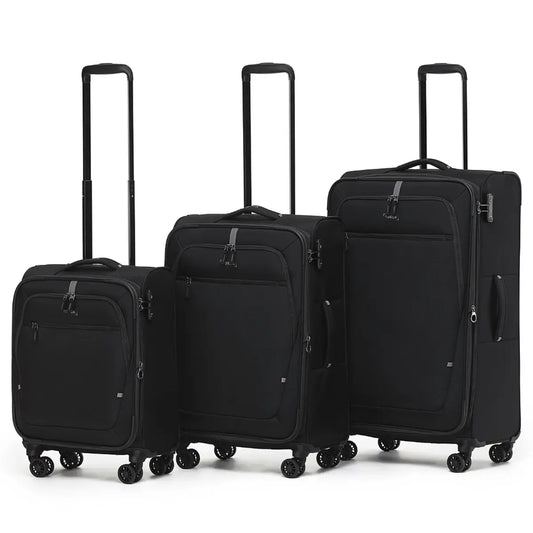 Tosca Luna-Lite 4-Wheel Expandable Suitcase Set of 3 - Black / Grey (Small, Medium and Large)