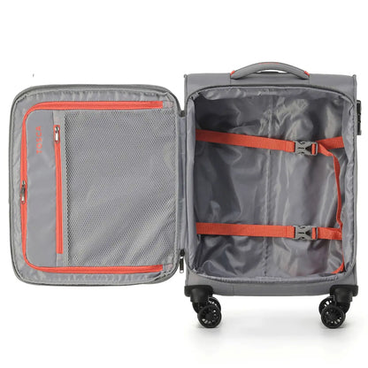 Tosca Luna-Lite 4-Wheel Expandable Suitcase Set of 3 (Small Medium and Large) - Grey / Orange