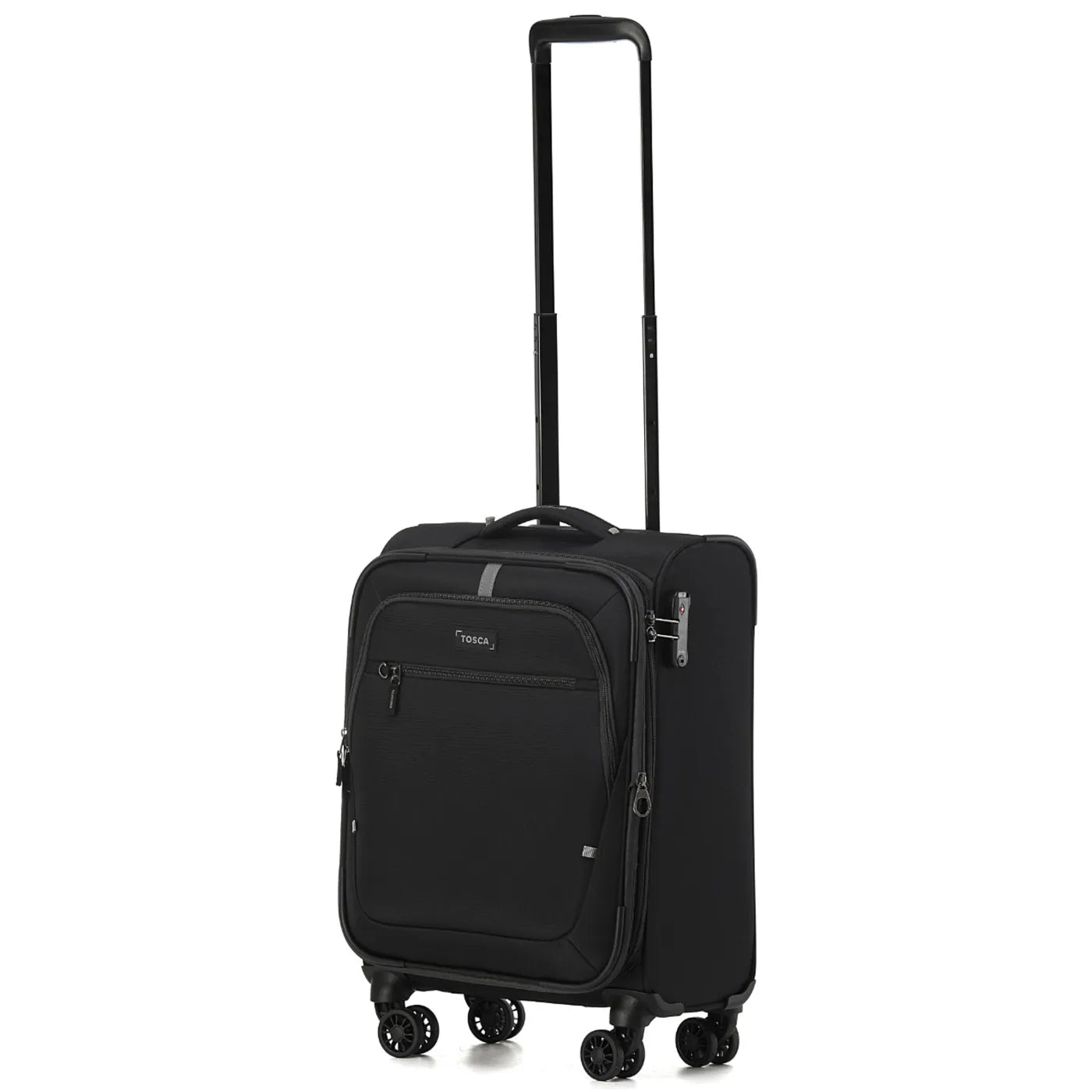 Tosca Luna-Lite 52 cm Front Opening 4-Wheel Expandable Carry-on Suitcase - Black / Grey