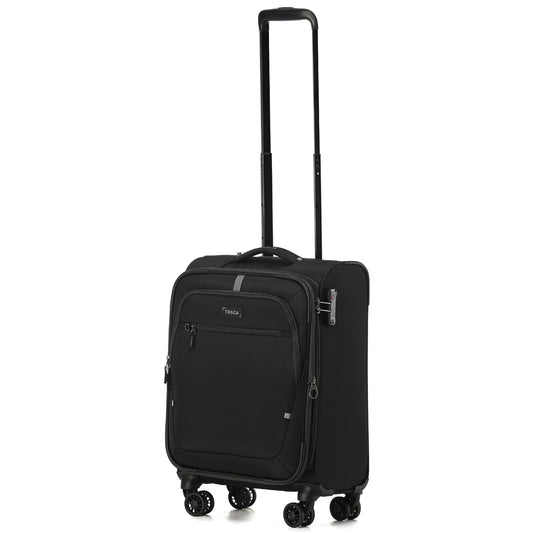 Tosca Luna-Lite 52 cm Front Opening 4-Wheel Expandable Carry-on Suitcase - Black / Grey