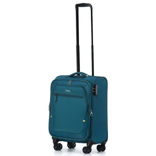 Tosca Luna-Lite 52 cm Front Opening 4-Wheel Expandable Carry-on Suitcase - Teal / Lime