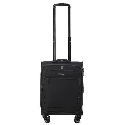 Tosca Luna-Lite 52 cm Front Opening 4-Wheel Expandable Carry-on Suitcase - Black / Grey
