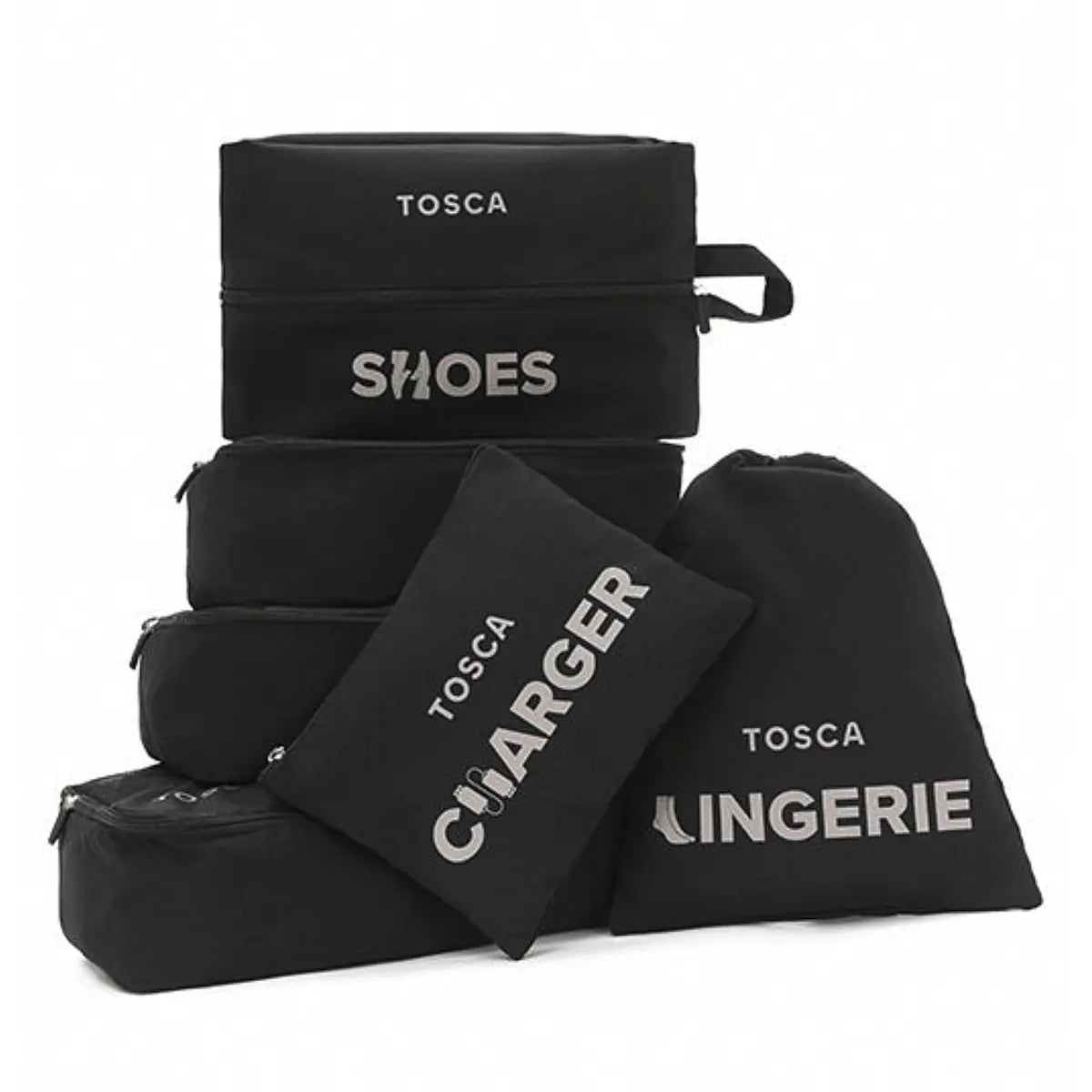 Tosca Packing Organiser (Set Of 6) - Black