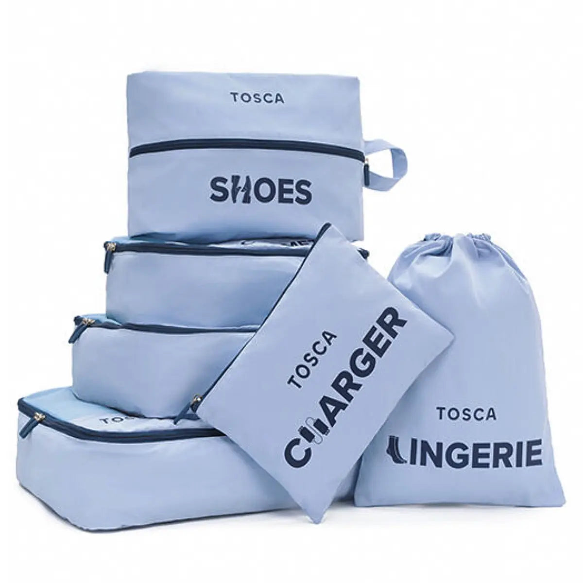 Tosca Packing Organiser Set Of 6 - Blue
