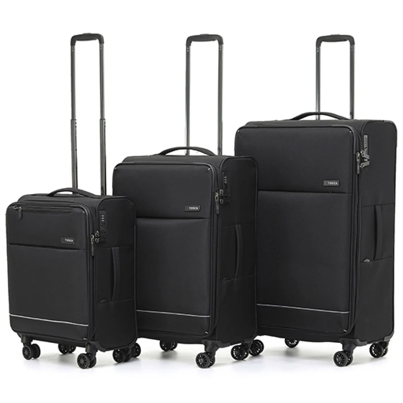 Tosca SO LITE  4-Wheel Expandable Suitcase Set of 3 - Black (Carry-on, Medium and Large)