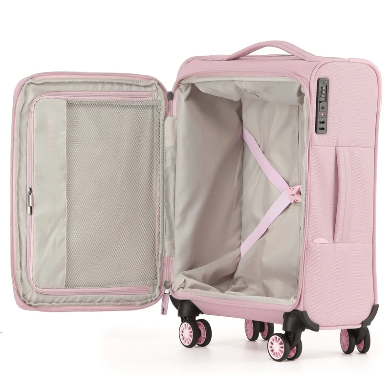 Tosca SO LITE 4-Wheel Expandable Suitcase Set of 3 - Blush (Carry-on Medium and Large)