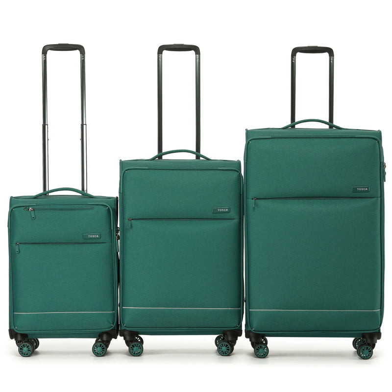 Tosca SO LITE 4-Wheel Expandable Suitcase Set of 3 - Emerald Green (Carry-on Medium and Large)