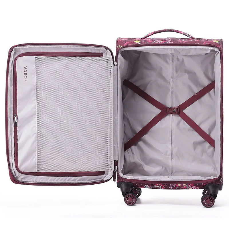 Tosca So Lite 67 cm 4-Wheel Expandable Suitcase - Wine Paisley