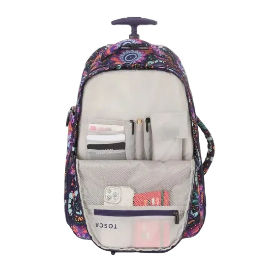 Tosca Paisley Wheel Backpack - open
