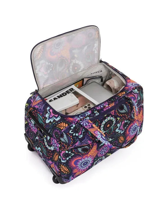 Tosca so lite onboard wheel bag with paisley pattern holds all your travel accessories
