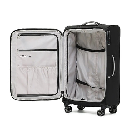 Fully lined with cargo straps and pockets