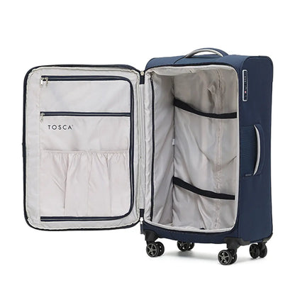 Fully lined with cargo straps and pockets