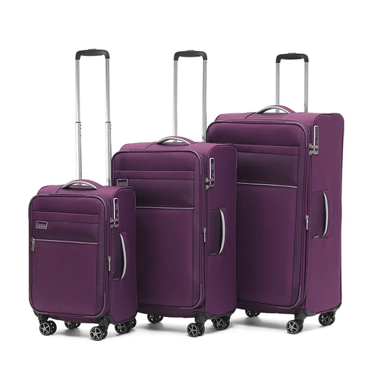 Tosca Vega 4-Wheel Spinner Luggage Set of 3 - Plum (Small, Medium and Large)