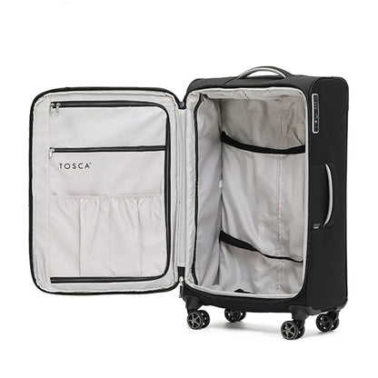 Fully lined with cargo straps and pockets