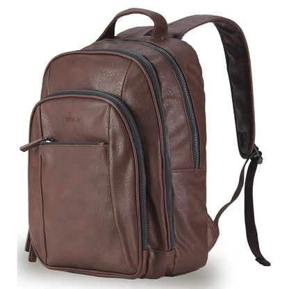 Tosca Vegan Leather Laptop Backpack - Chocolate
