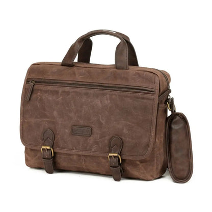 Tosca Waxed Canvas 13" Laptop Briefcase - Brown