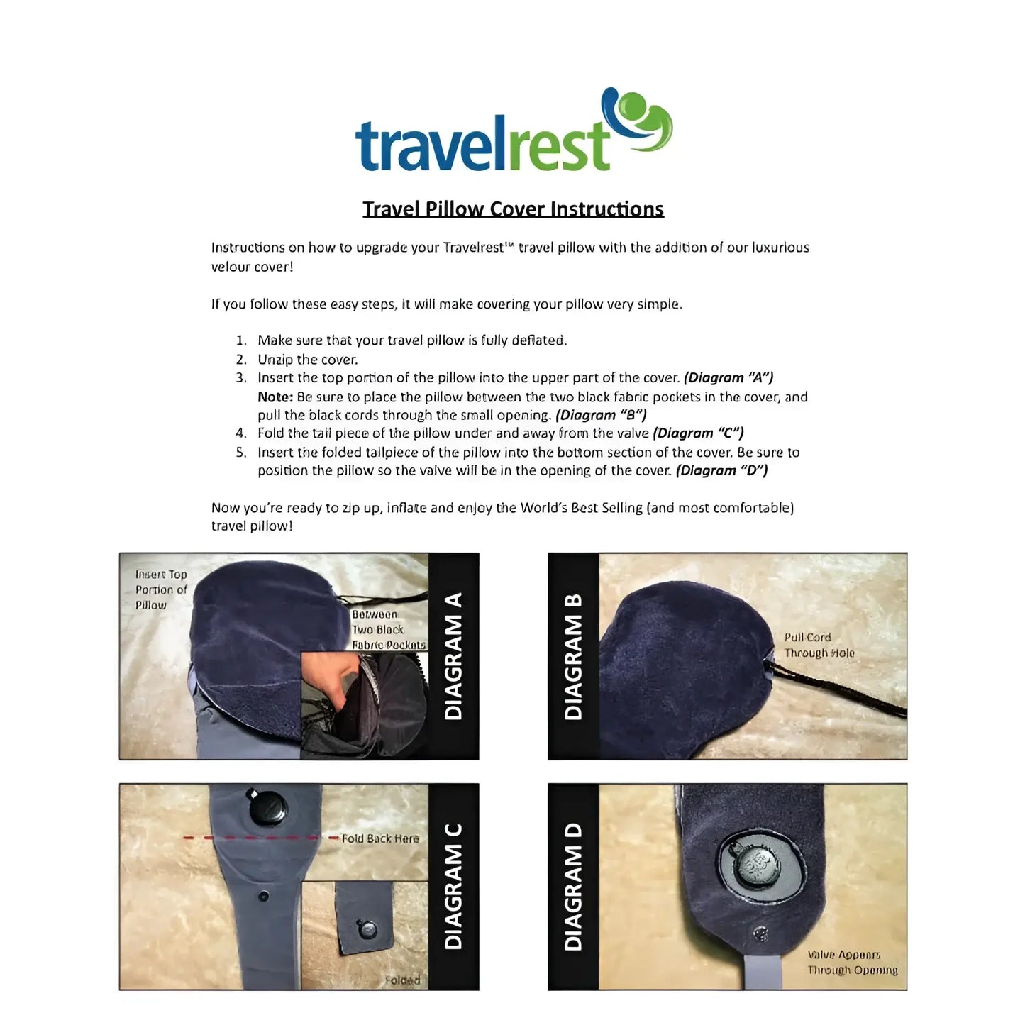 Travel Pillow Cover Instructions