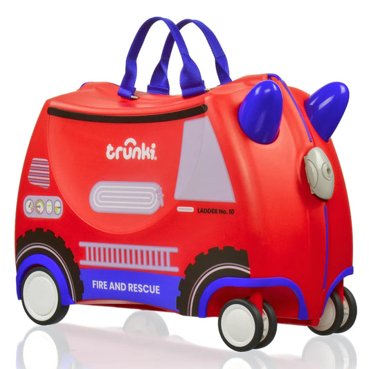 Trunki Glide Ride on Luggage / Kids Carry-on Bag - Frank the Firetruck