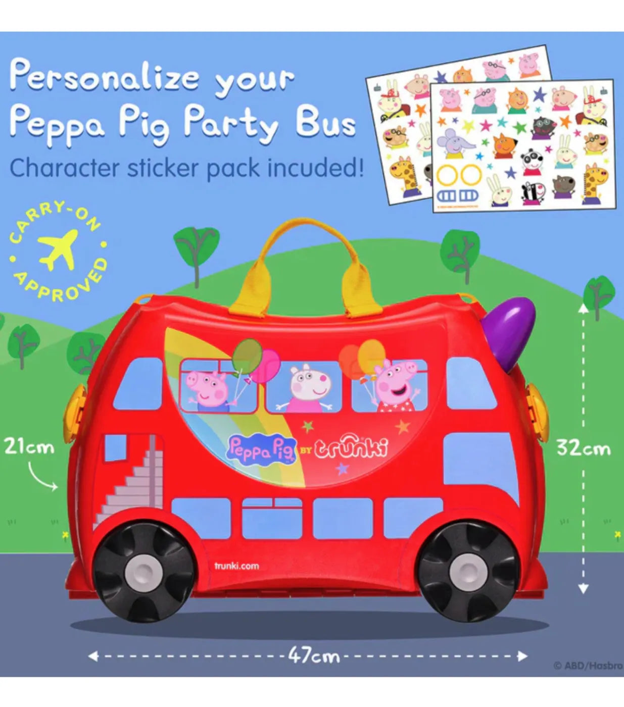 Trunki Peppa Pig - Ride on Suitcase / Carry-on Bag - Red